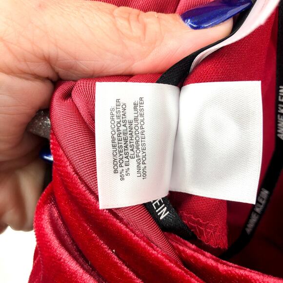 ANNE KLEIN Velvet Wrap Dress Small Titian Red V Neck Pullover Holiday NWT - Picture 13 of 13